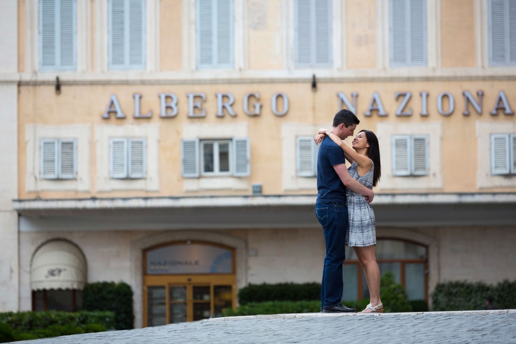 Roman city view during an engagement session