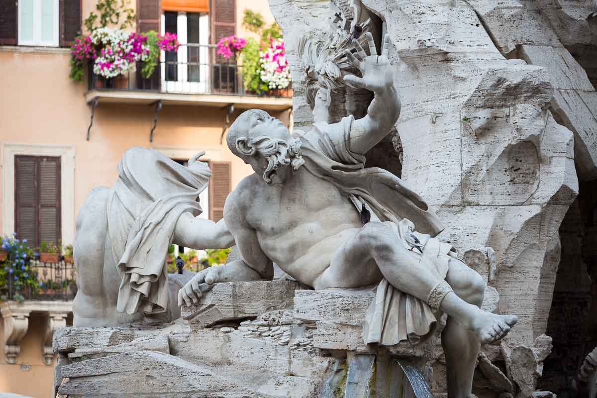 Statue of Rio della Plata contained in the Fontana dei Quattro Fiumi