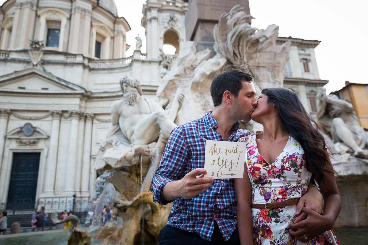 She said yes! Just proposed and just engaged in Roma Italia