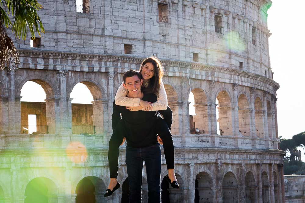Piggy back ride roman Coliseum