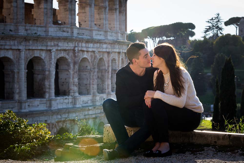 Romance coliseum. Couple in love.