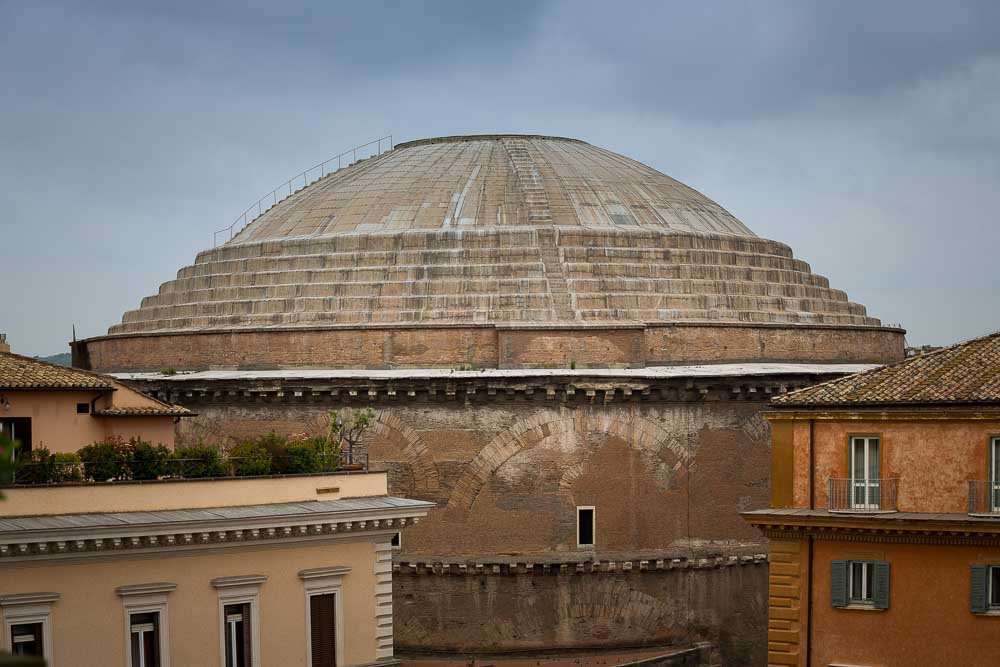 Exterior Dome picture of the Roman Pantheon photographed outside from above