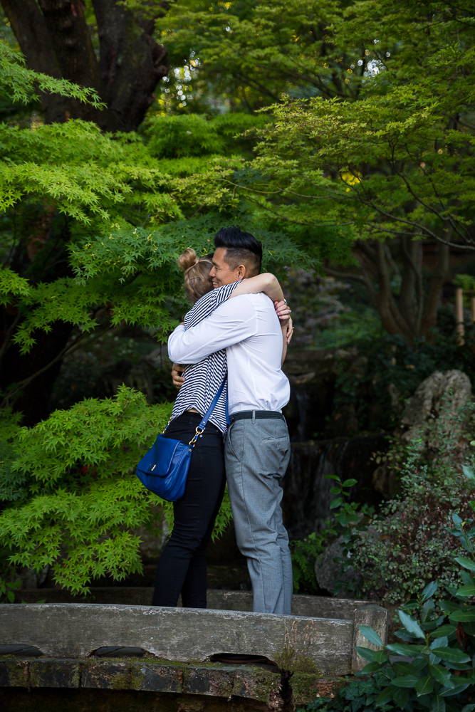 Engaged together in a beautiful roman botanic garden in Italy.