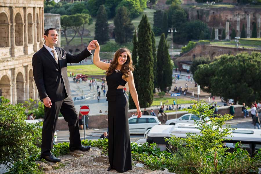 Posing at the Coliseum overlooking the ancient city