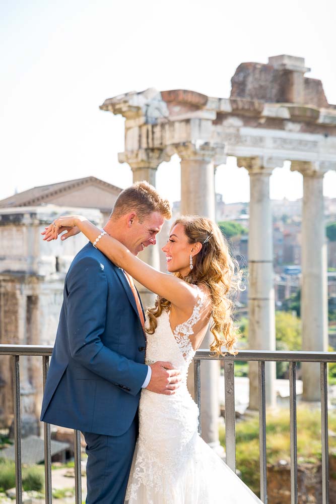 Close up image of a couple just married Forum image taken after Sposi Novelli and during their photography session eternal city