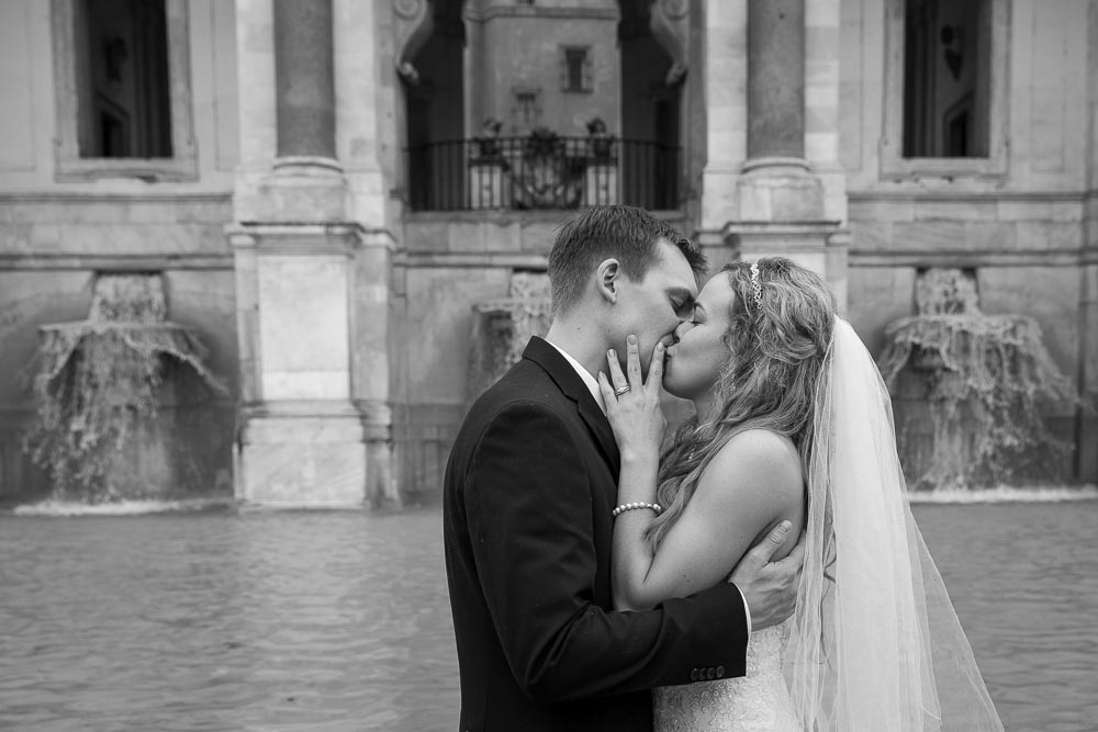 Kissing close up just married