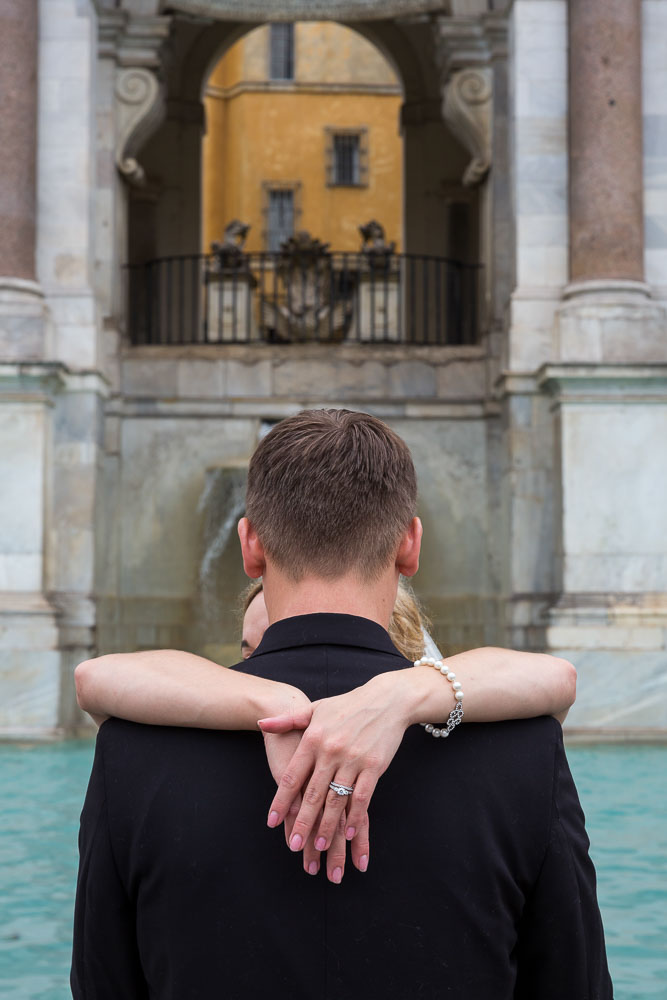 Wedding ring couple portrait photographed from behind