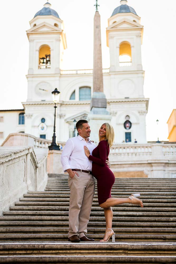 Posing on the Spanish steps during a Rome Pregnancy Photography session