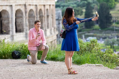 surprise-proposal-sequence-001 Setting up the selfie stick for a couple photo