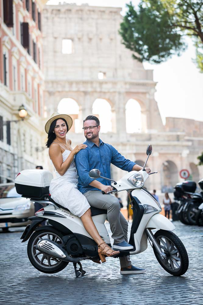 White scooter photo shoot photographed in the roman streets of Italy