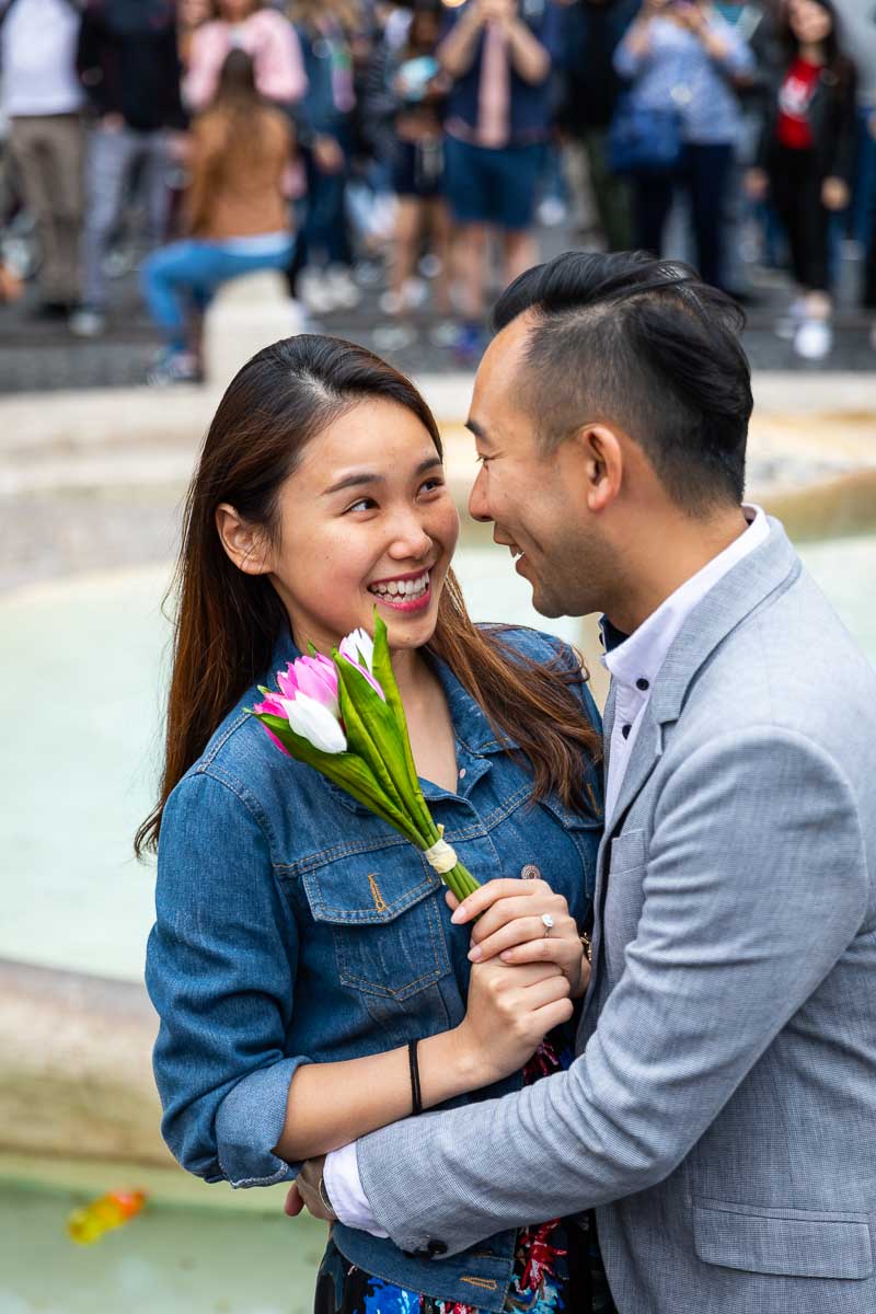 Final portrait picture of a happy couple just engaged