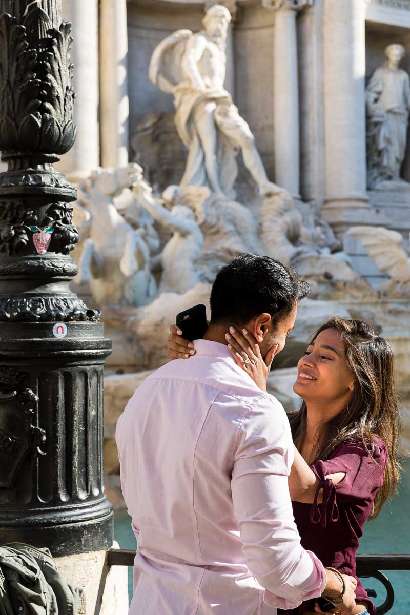 04-engagement-portrait In love in Rome couple photo session at Fontanta di Trevi