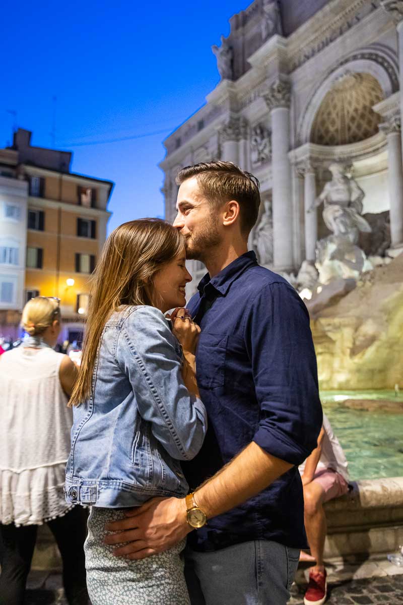 Engagement session photographed after he proposed by fontana di Trevi