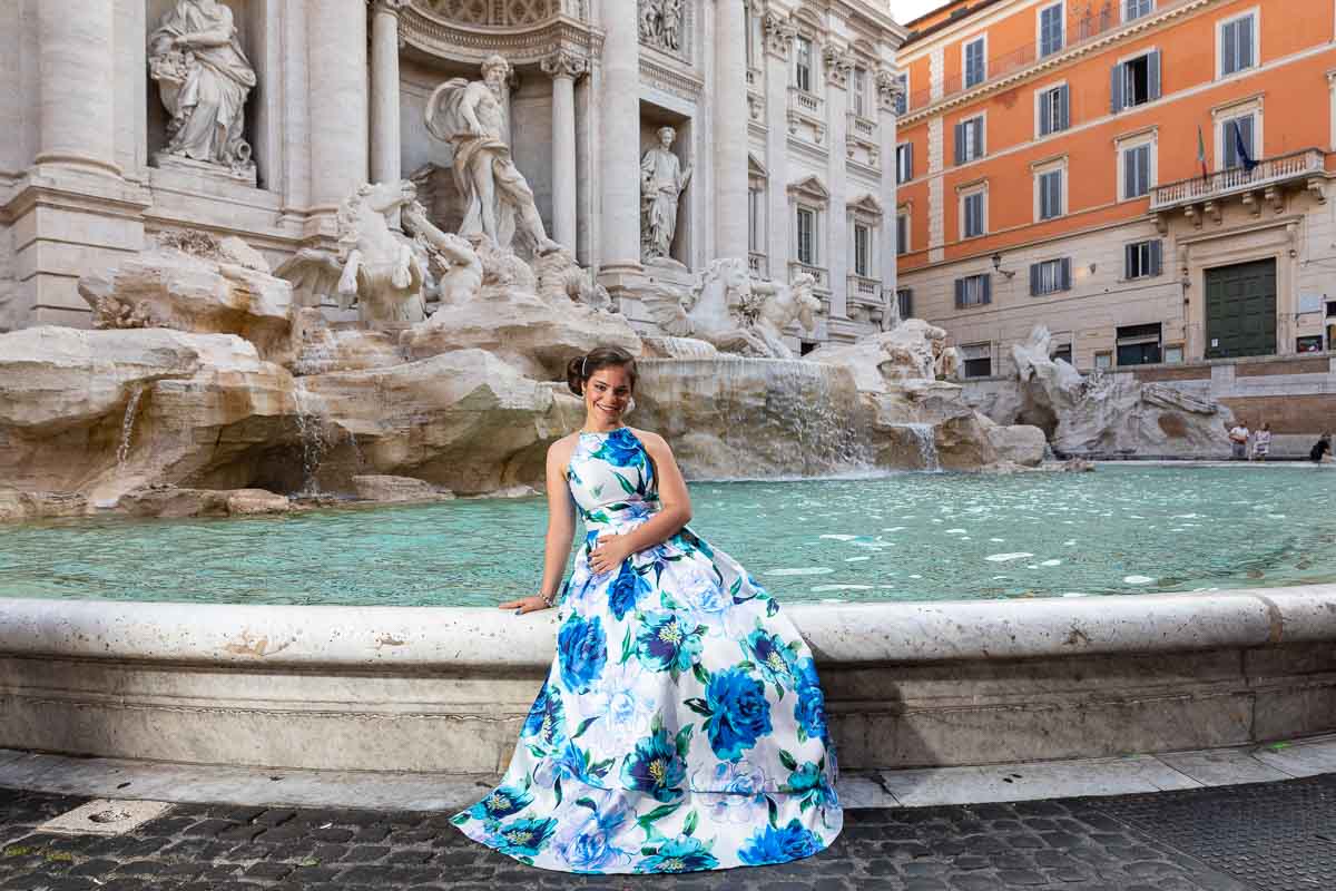 006-sweet-16-trevi-2 Young woman celebrating her sixteenth birthday beside the flowing fountain water