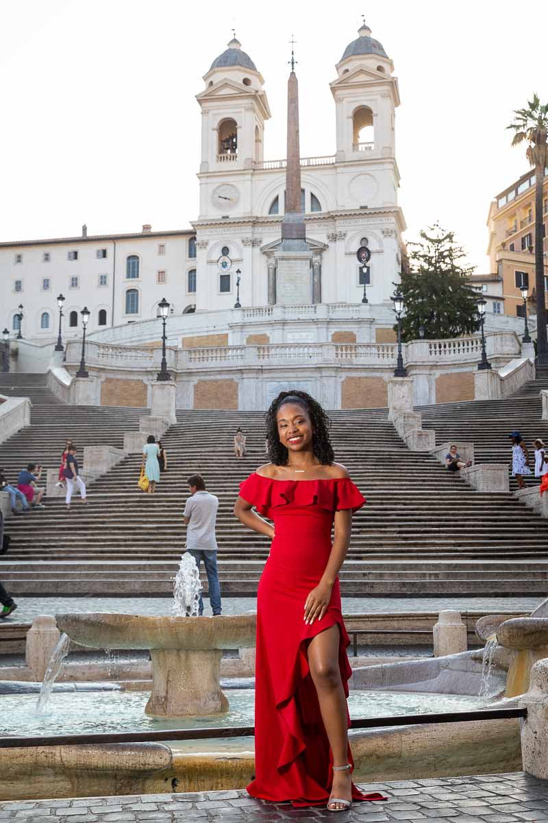 Teenage celebration imagery captured along the Spanish Steps stone staircase