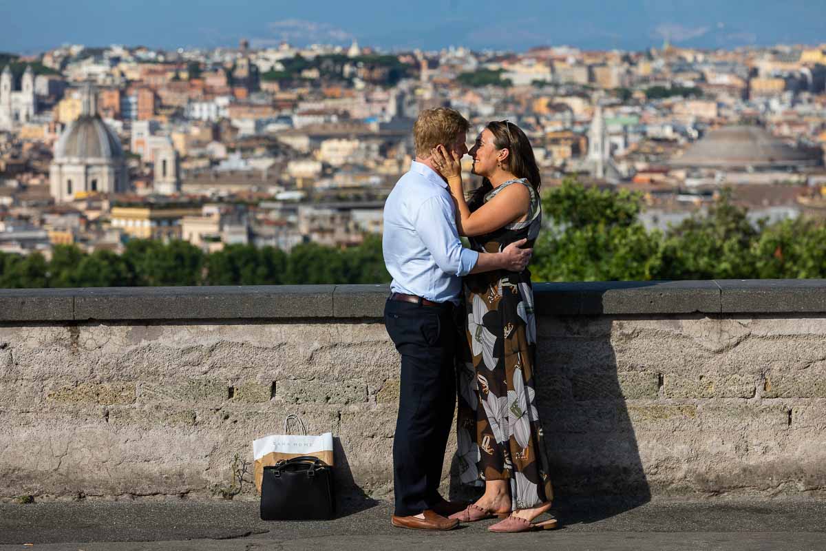 In love photography session taking pictures after having asked the big question 