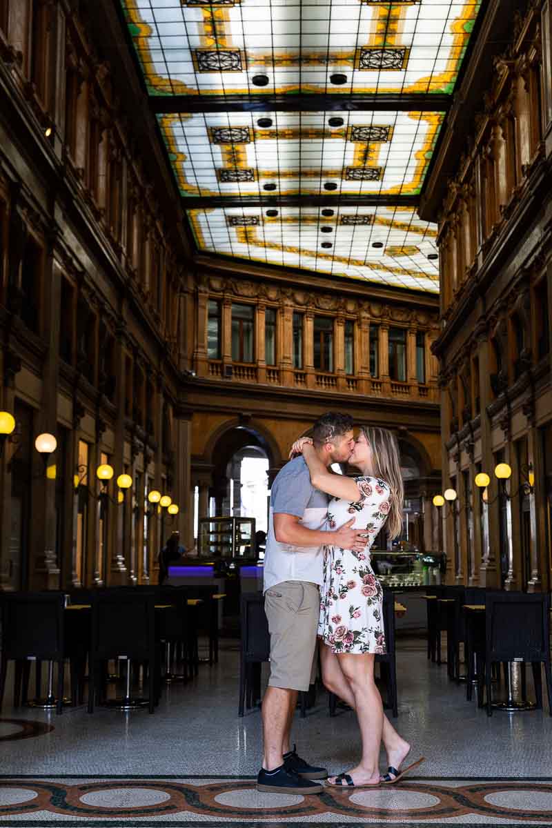 Engagement photo shoot in Galleria Colonna best roman location for picture taking