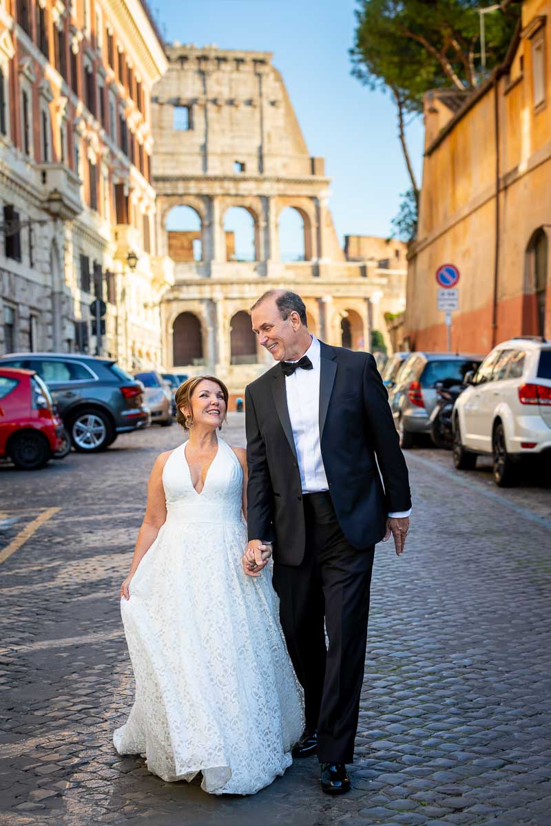 Walking the roman streets during a photo shoot