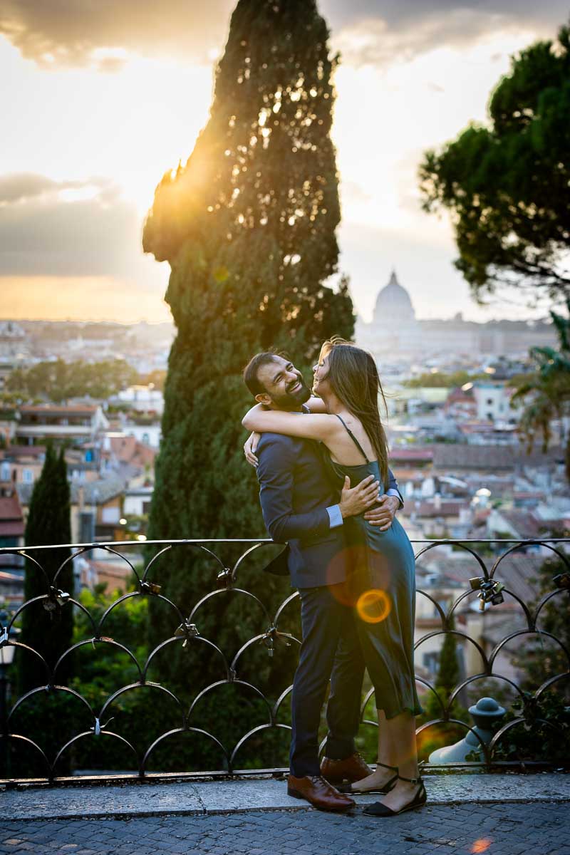 Great joy and happiness newly engaged couple