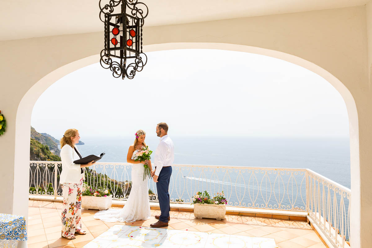 The ceremony in the town of Praiano overlooking the coast from above 
