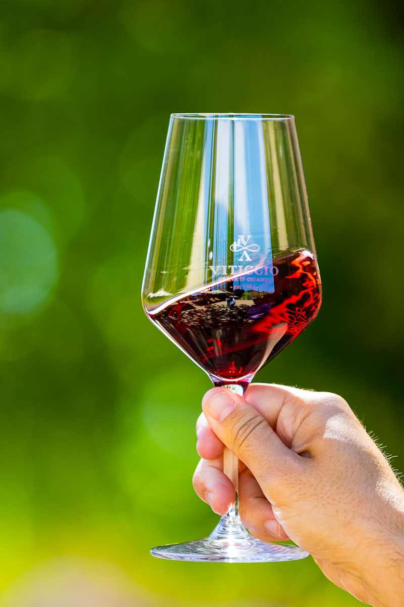 Red wine close up twirling in a wine glass. Image taken during a tuscan wine tour in Italy