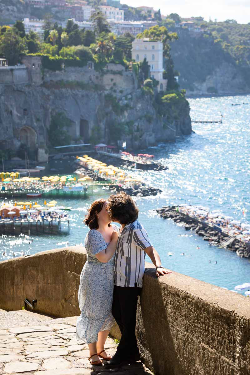 Amalfi coast portrait of a couple during an engagement photoshoot over Sorrento