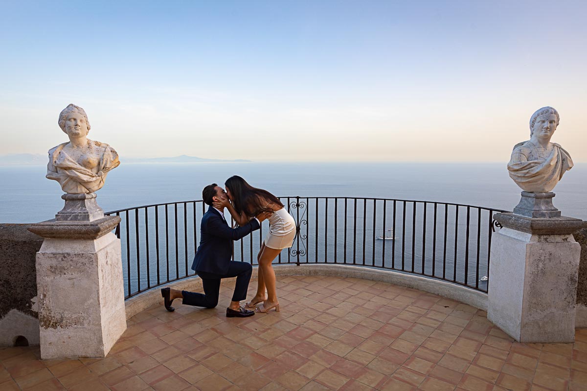 002-kissing-terrace She said yes moment with a kiss and a lot of joy and happiness with the Mediterranean sea in the background