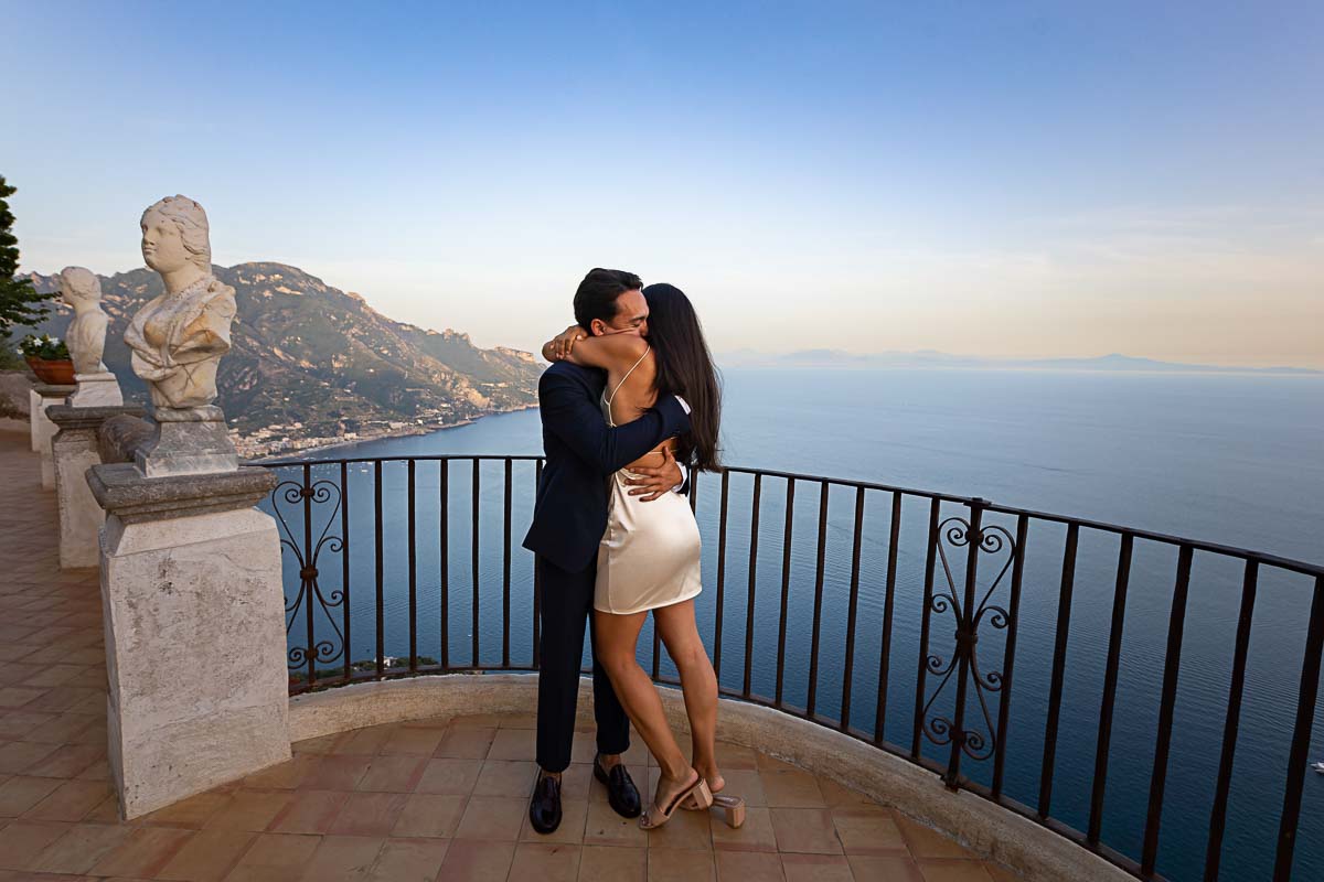 Embraced with joyful surprise and ecstatically happy moment after having proposed 