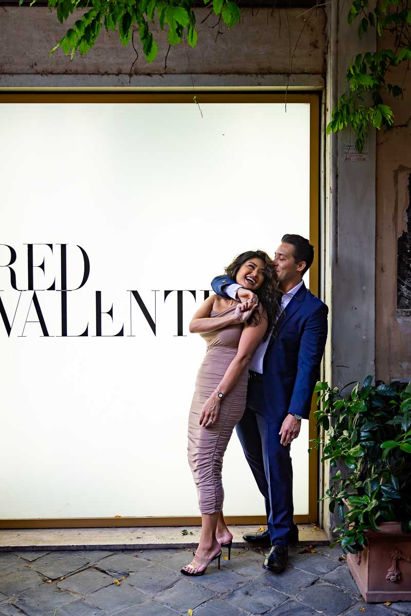Valentino showcase fun picture. Anniversary photo shoot