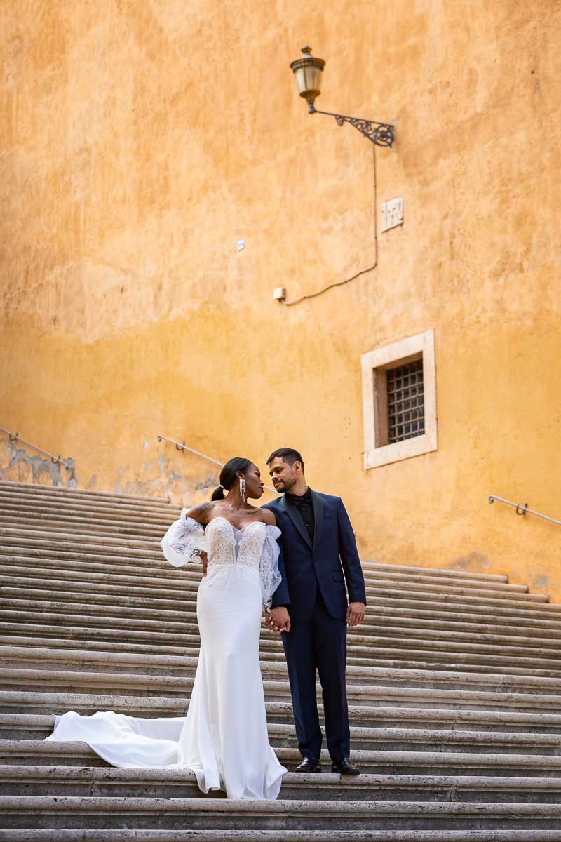 Standing on a large marble staircase taking unique and creative photos. Image taken Piazza del Campidoglio