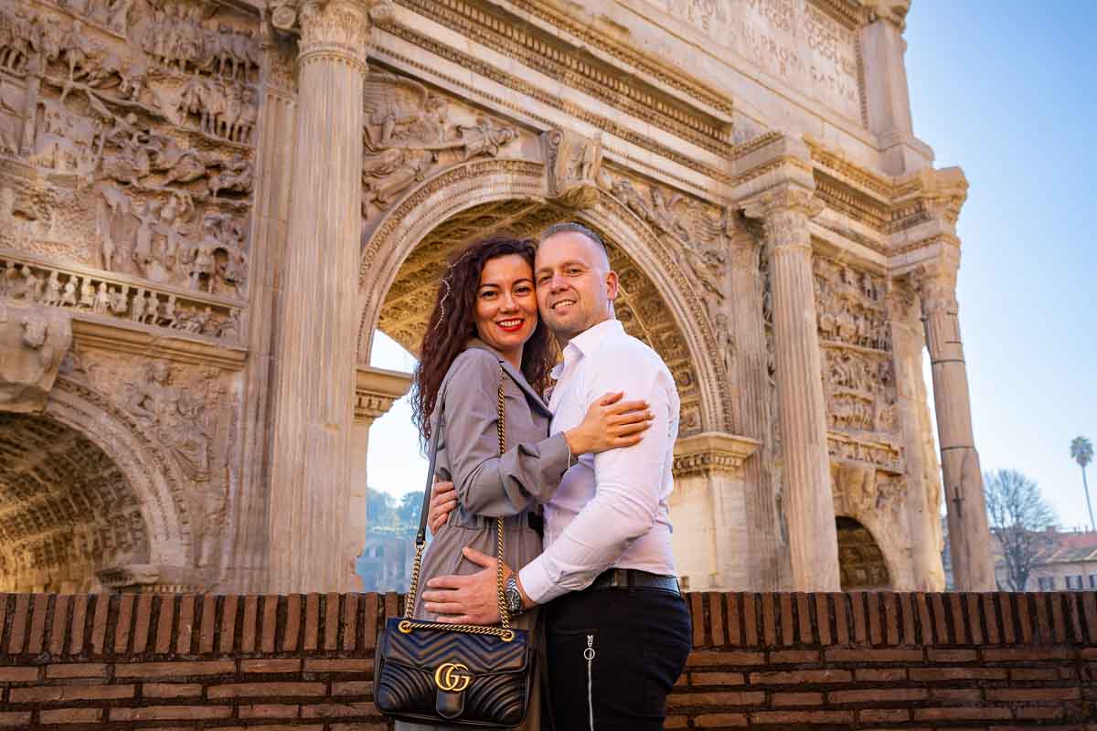 Couple portrait taken by the Septimius Severus arch
