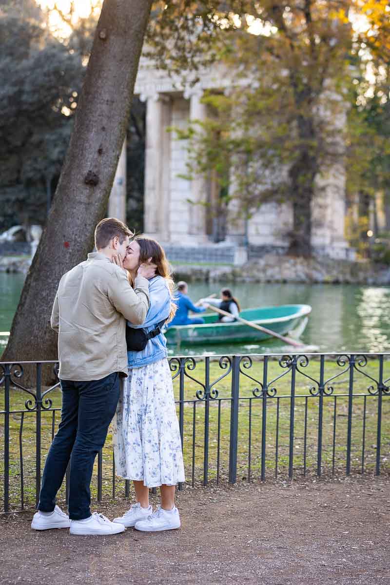Just engaged in Roma Italy. Engagement photography session Borghese park
