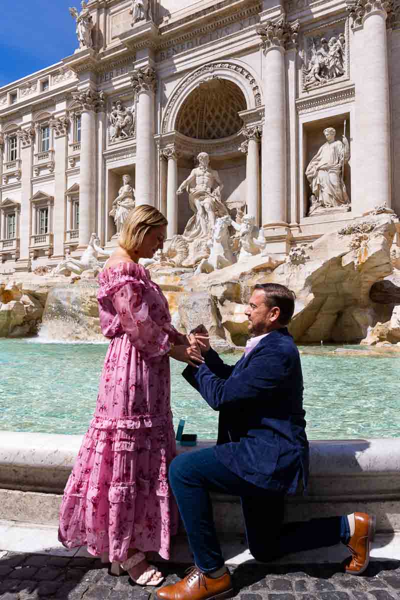 001-trevi-fountain-proposal Romantic Wedding Marriage Proposal photographed at the Trevi fountain