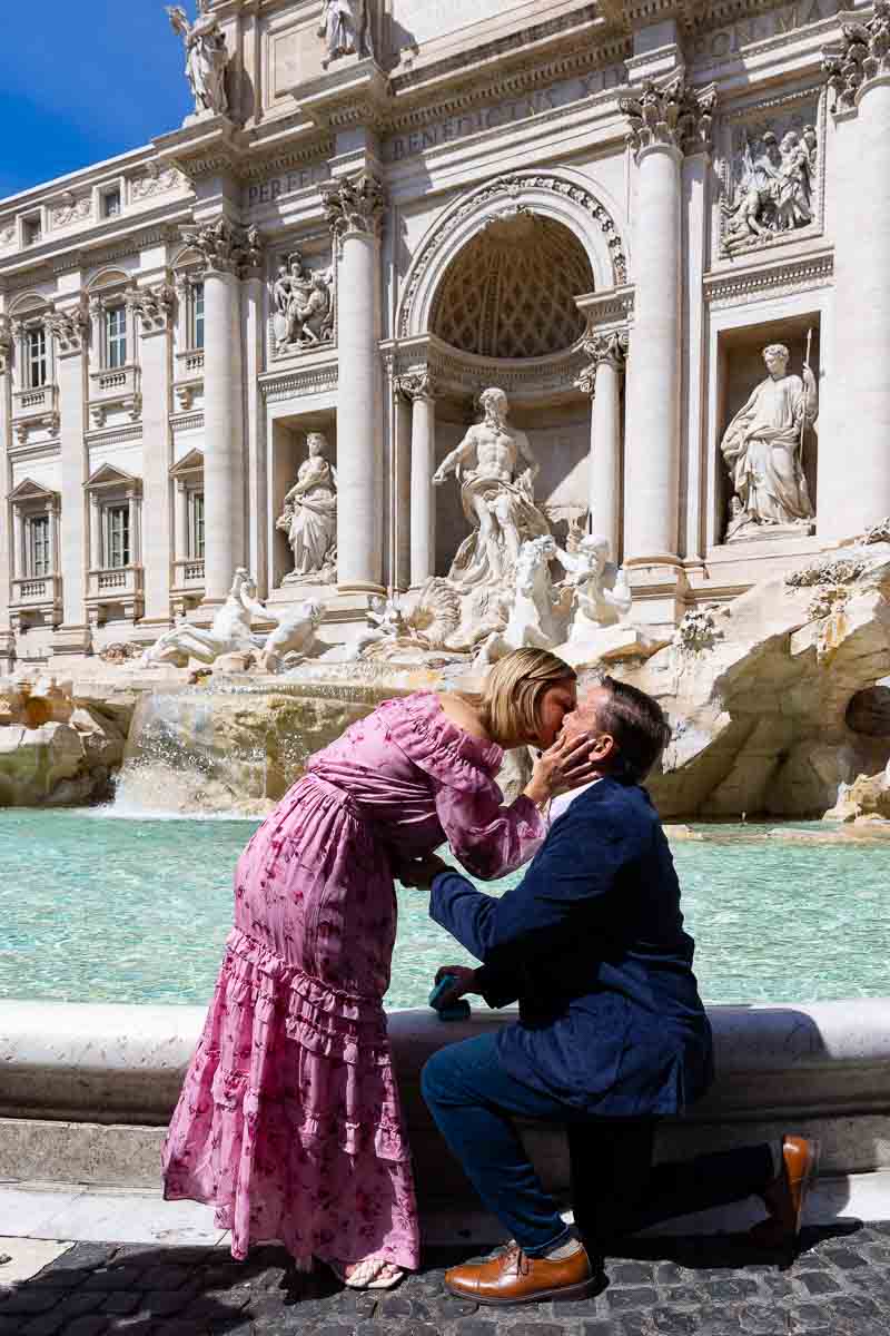 003-proposing-trevi Just engaged in Rome at the Trevi fountain. Kissing moment