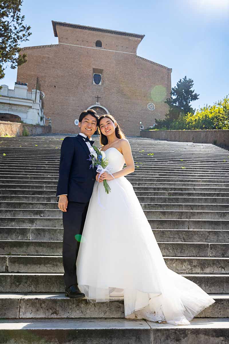Standing bottom Ara Coeli staircase while taking photos morning posed snapshot