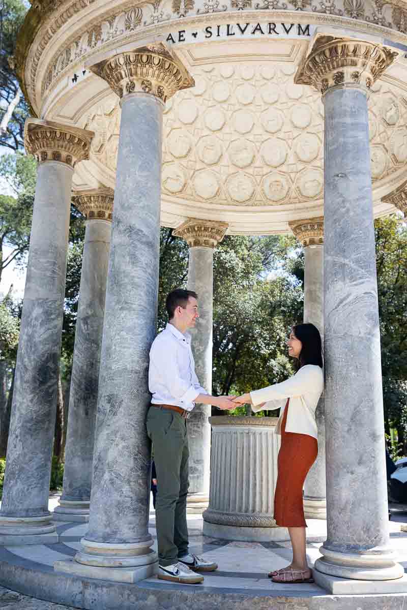 Couple taking photos inside the Temple of Diana