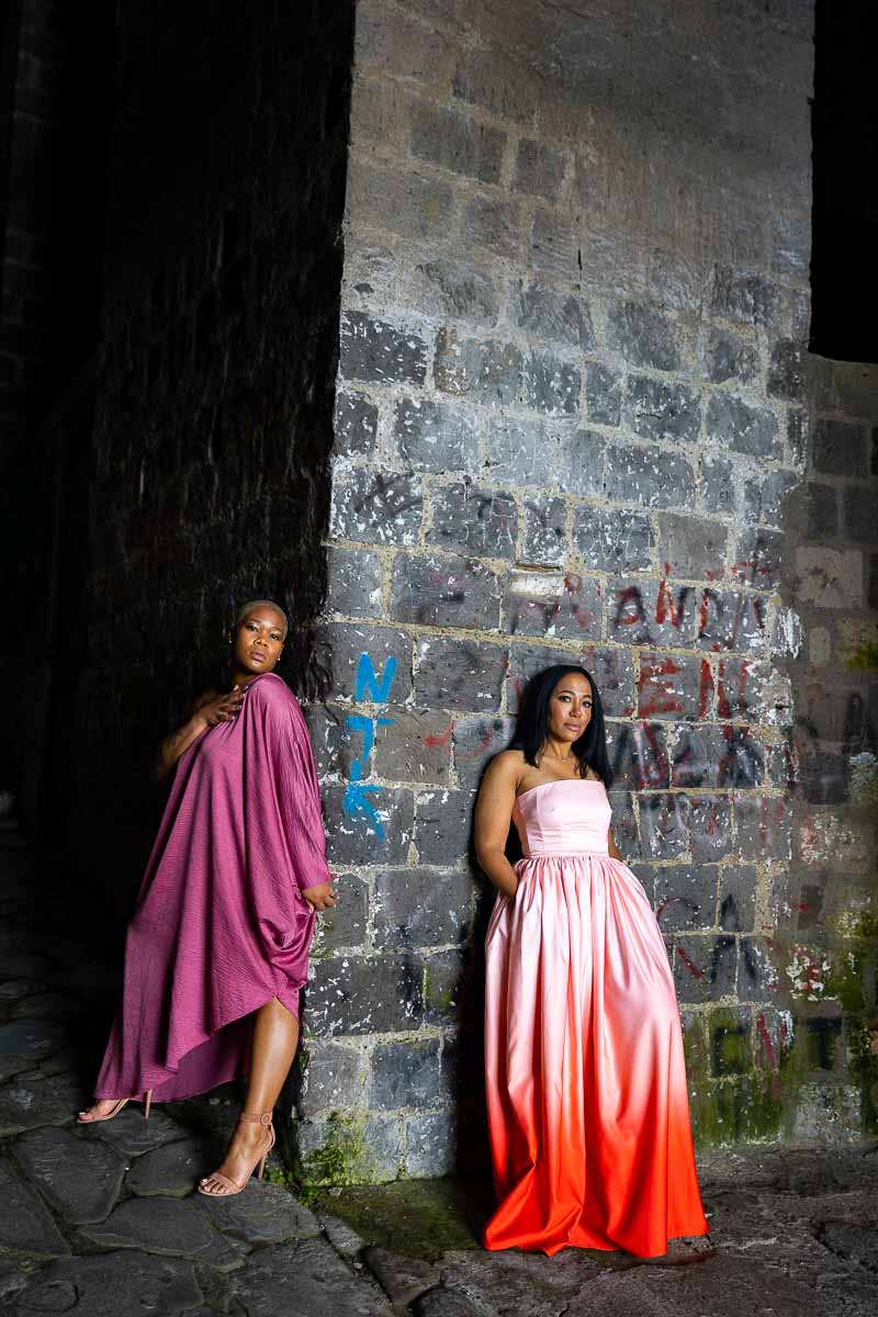 Standing next to each other during a photography session