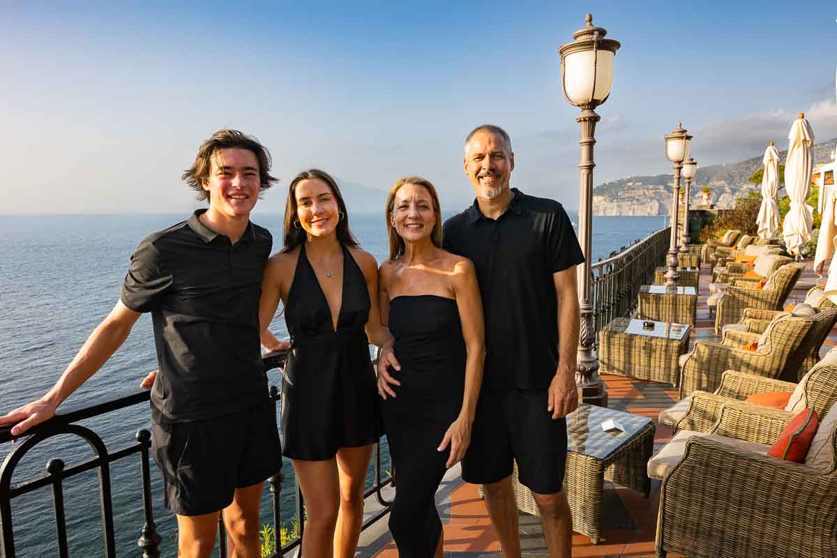 Pictures posed on terrace overlooking the Sorrentino seaside