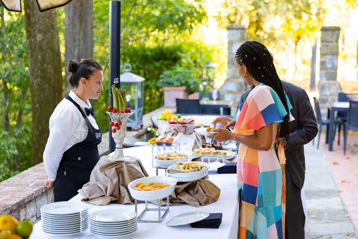 The reception as guests approach the table