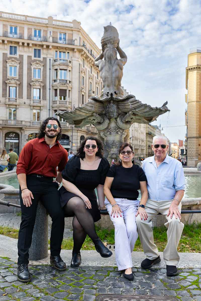 Posed photo by the Barberini water fountain