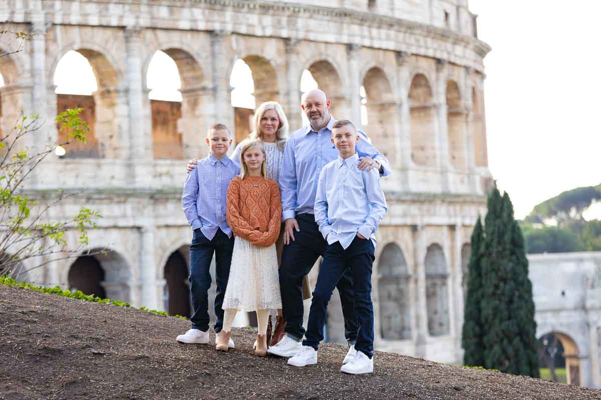 Posed photo shoot portraits in front of the Roman Colosseum