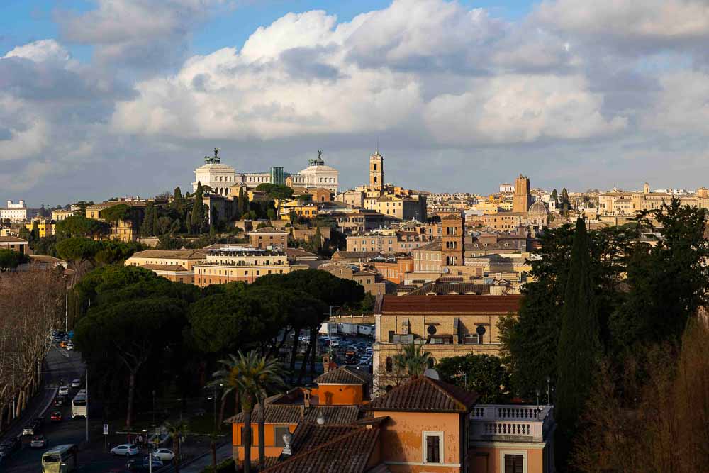 Roman cityscape at sunset