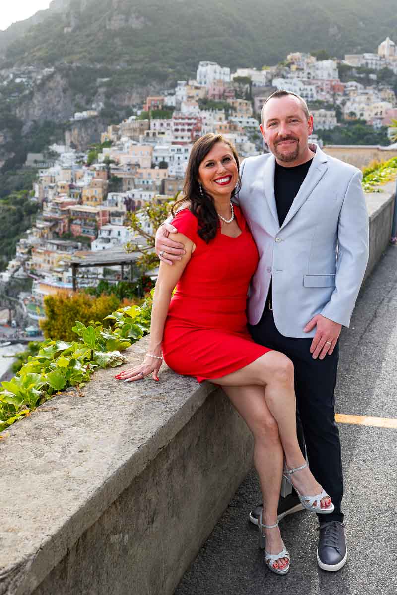 Photoshoot in Positano starting from the above hill town view 