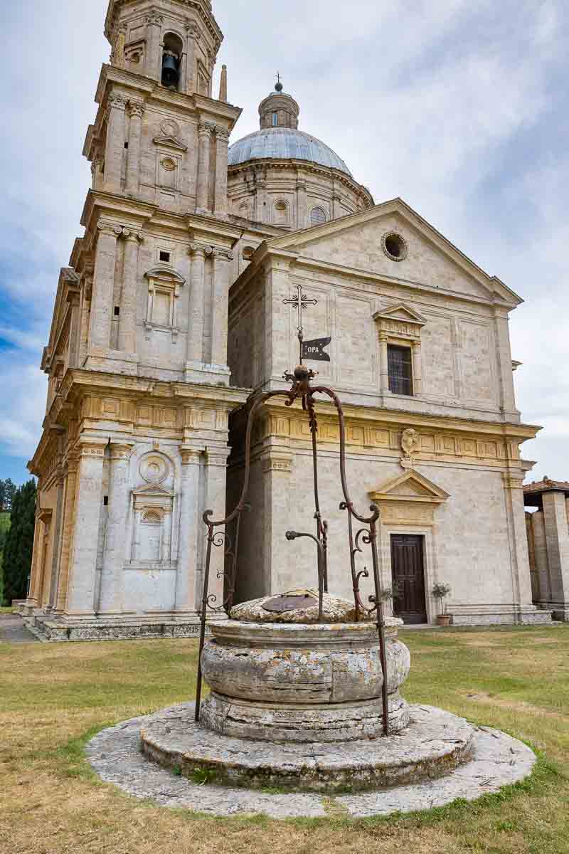The front facade of Church San Biagio in Montepulciano Italy 