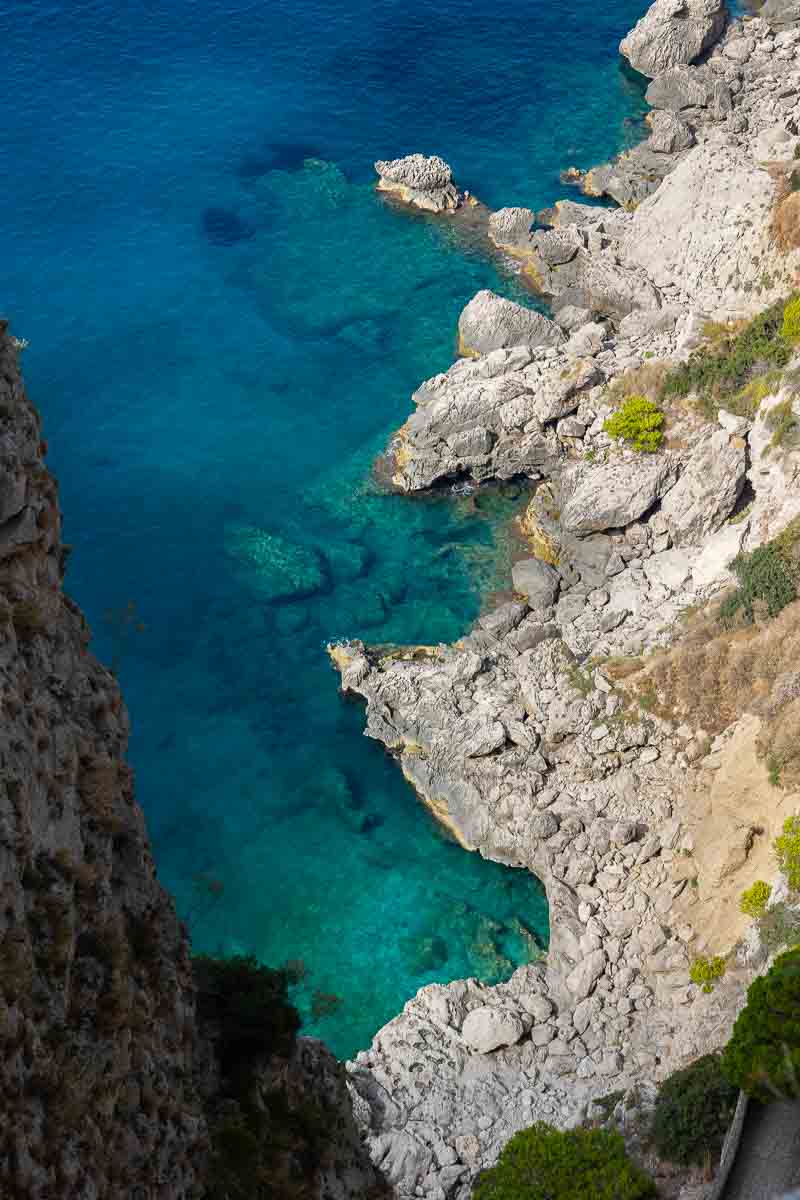 The seascape seen from above with emerald green and azure amazing water color