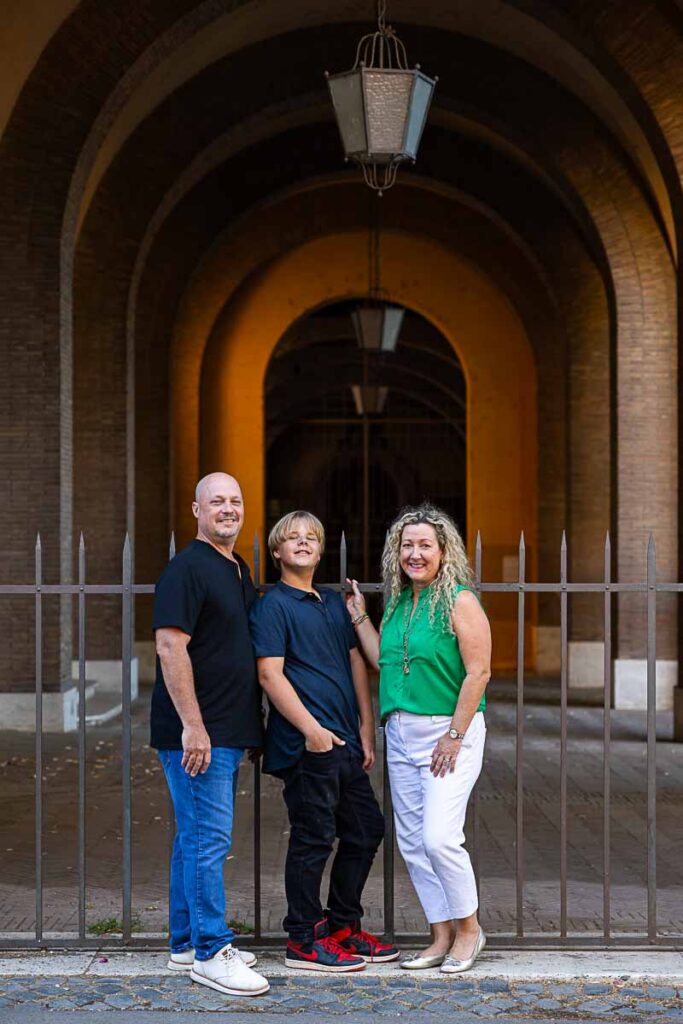 Final portrait picture taken under geometrical and architectural arches