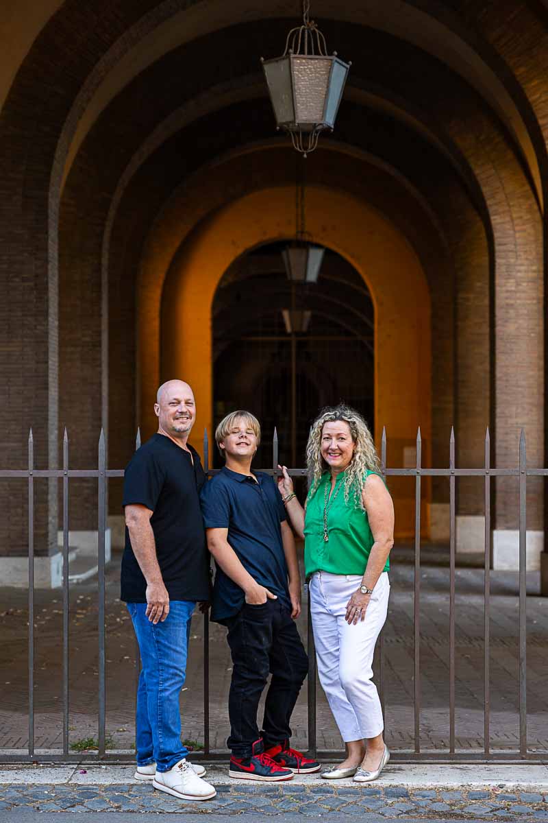 Final portrait picture taken under geometrical and architectural arches