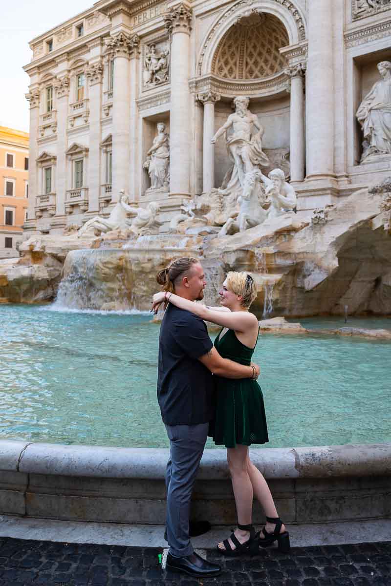 Standing portrait picture couple together after a Trevi Surprise Wedding proposed in Italy