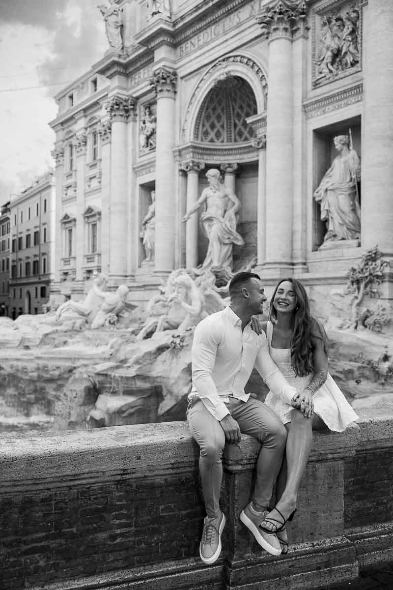 Fontana di Trevi after the promise. Couple photography session