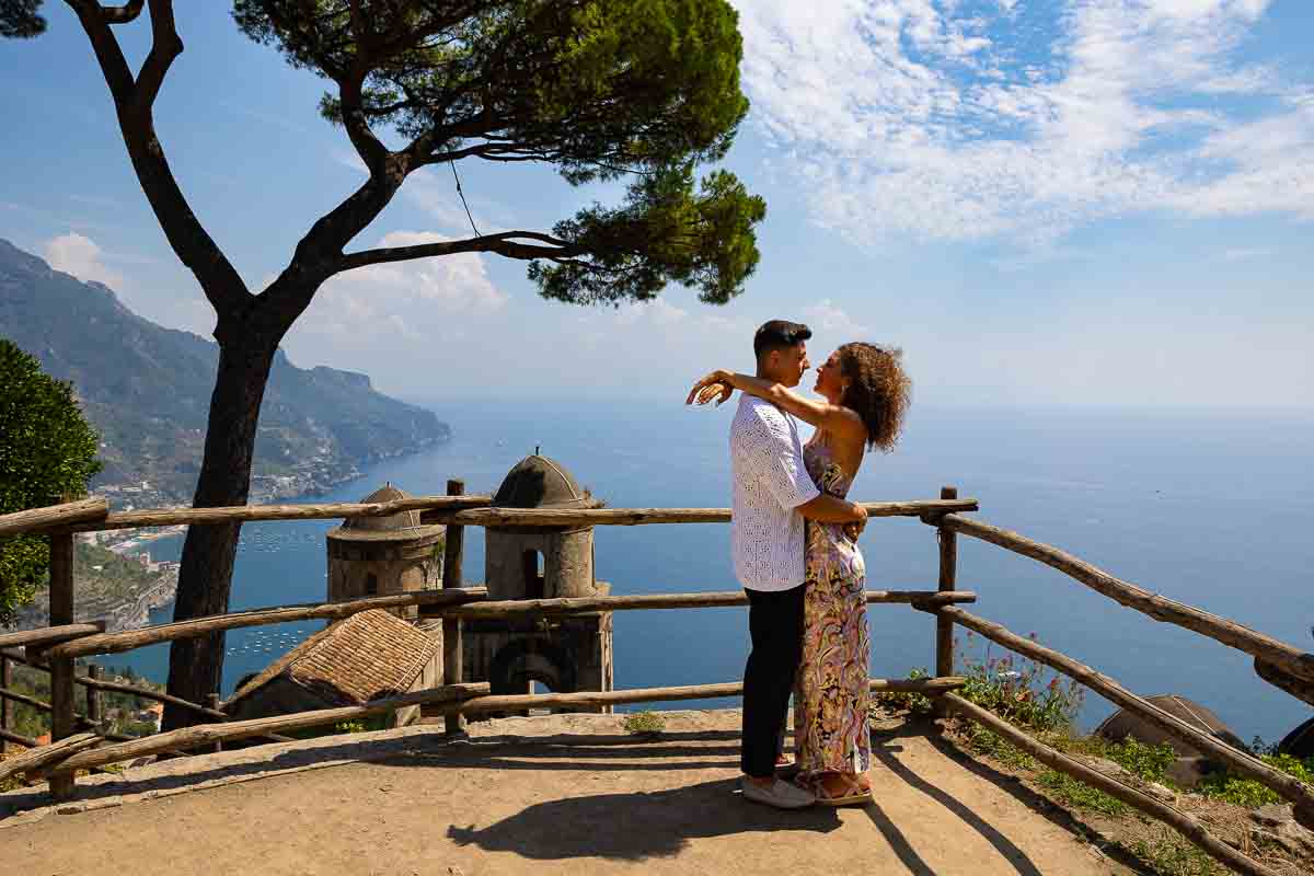 Couple posing during a photo shooting in southern Italy